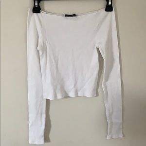 brandy mellvile off the shoulder white top